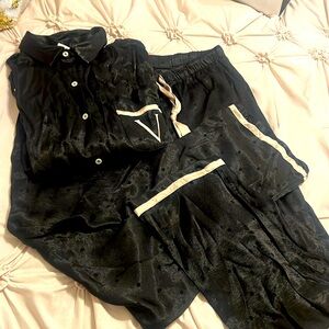 Satiny long sleeved PJ set